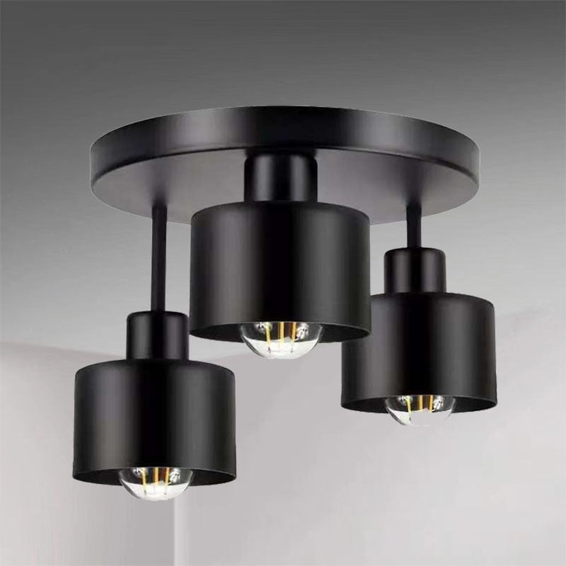 Wrought Iron Ceiling Light Black Ribbon Lampshade