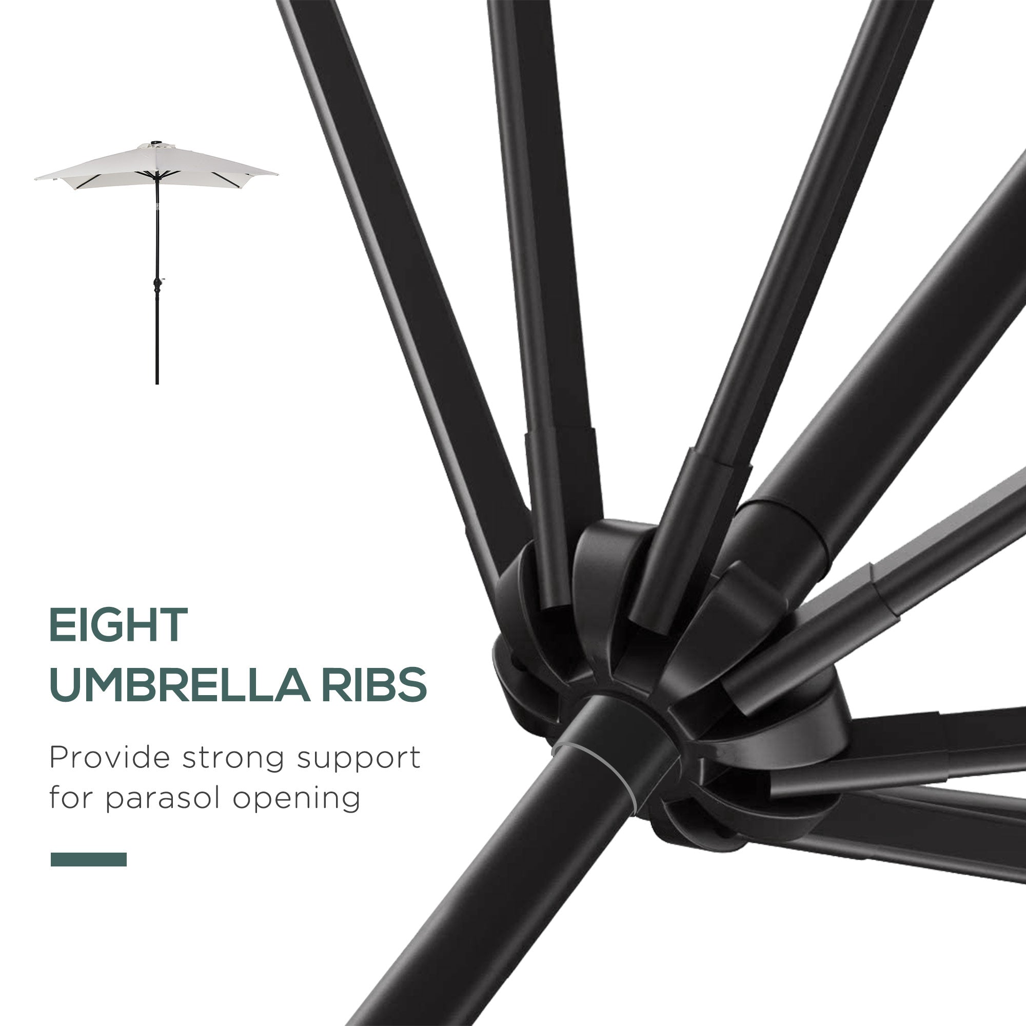 Patio Umbrella with Solar LED Lights for Backyard, Pool and Deck