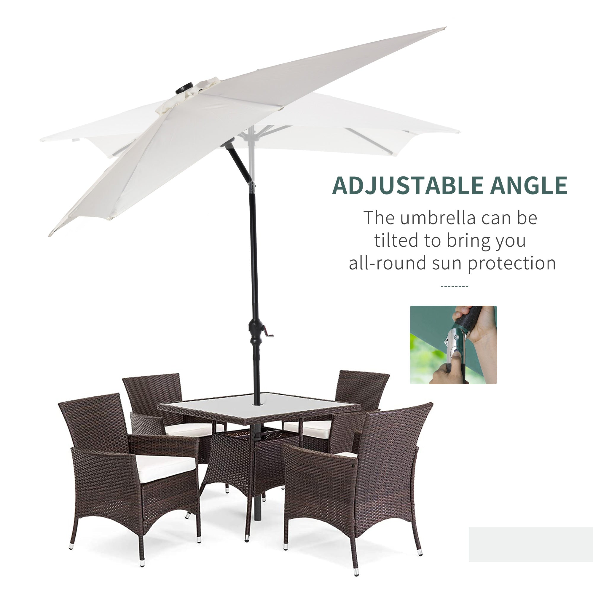 Patio Umbrella with Solar LED Lights for Backyard, Pool and Deck
