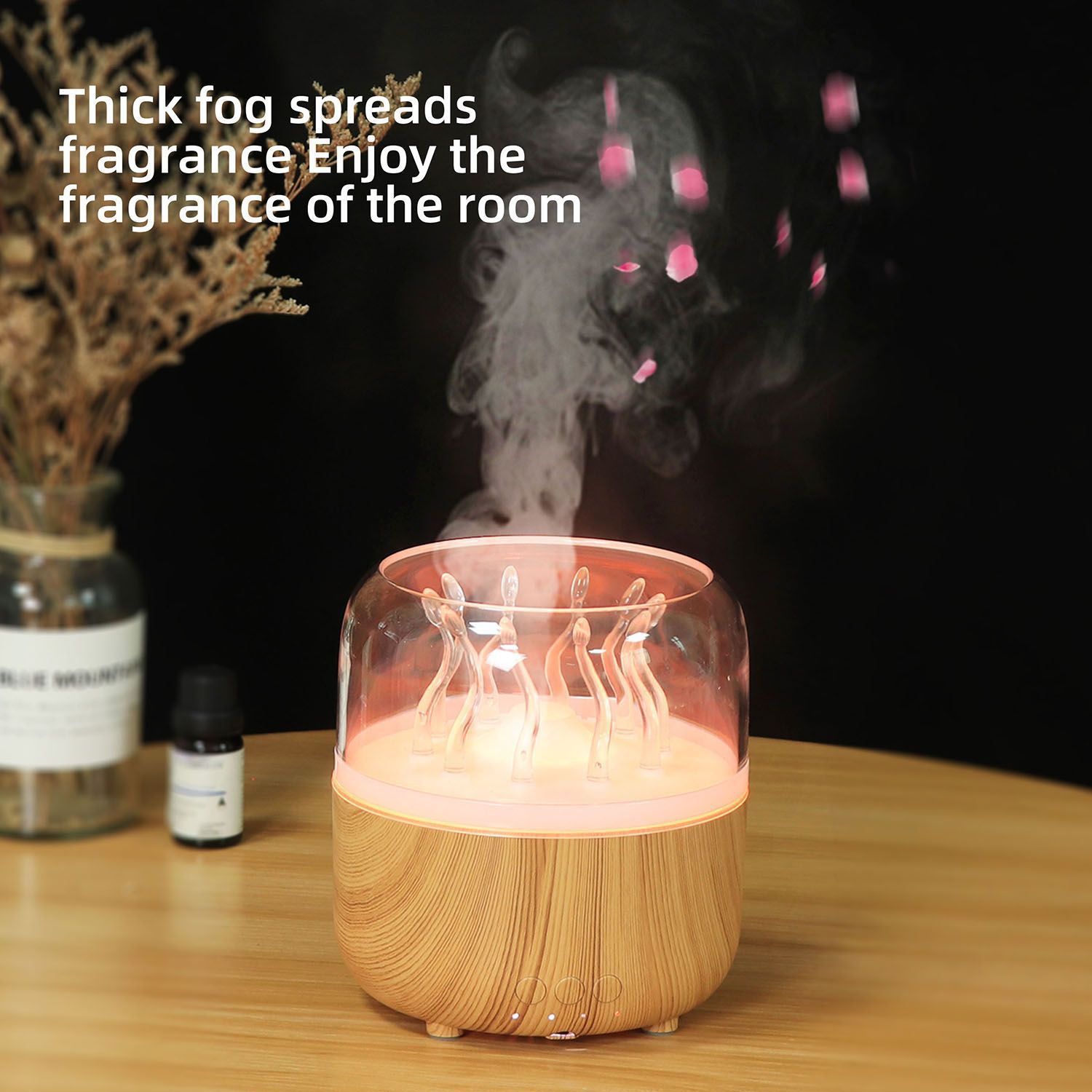 Wood Grain Rotating Dynamic Spray Jellyfish Ambience Light