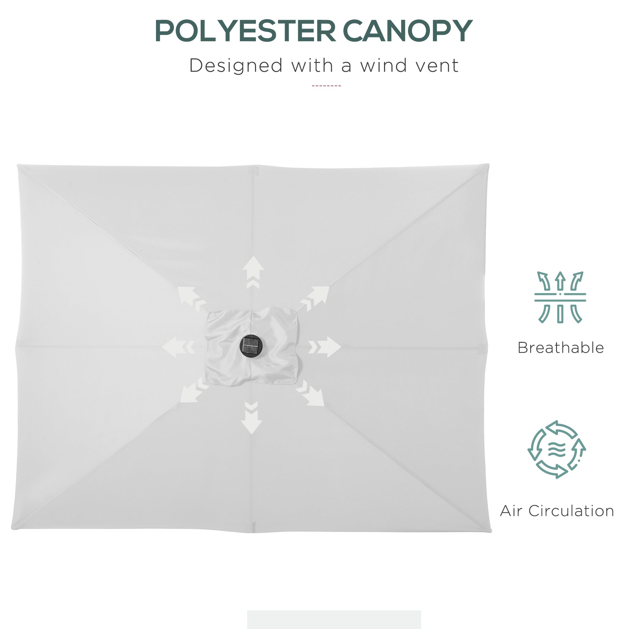 Patio Umbrella with Solar LED Lights for Backyard, Pool and Deck