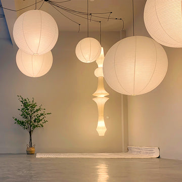 White Paper Lantern Shade In Bedroom And Living Room