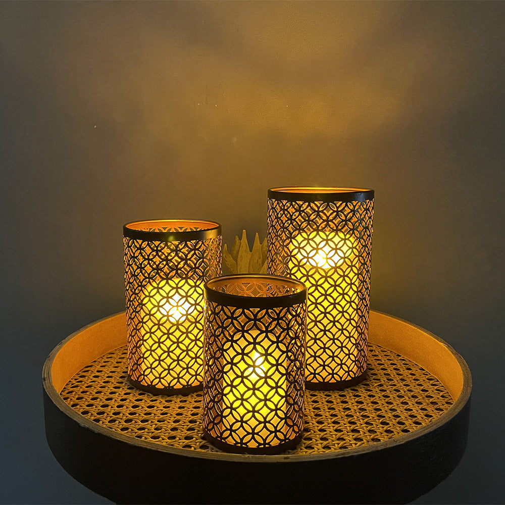 Wrought Iron Candlestick Three-piece Crafts Ornament Decoration Living Room Bedroom