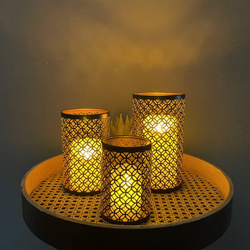 Wrought Iron Candlestick Three-piece Crafts Ornament Decoration Living Room Bedroom