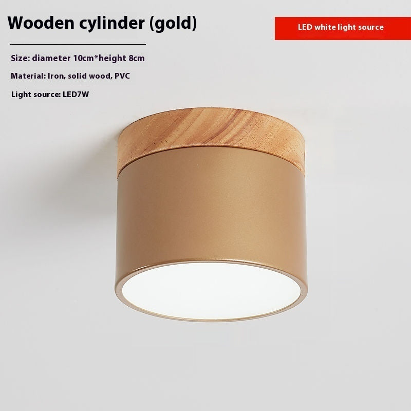 Simple Hallway Balcony Macaron Solid Wood Lamp