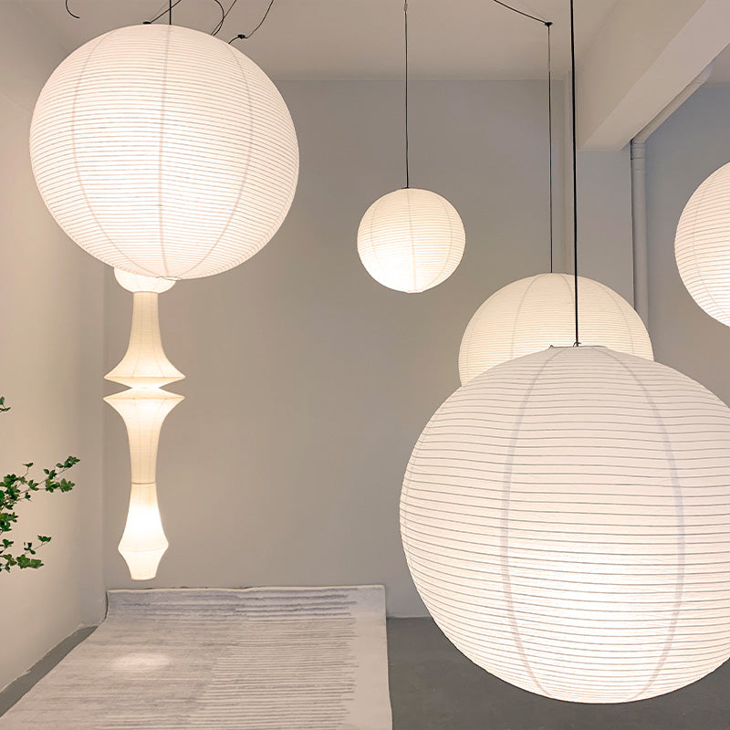 White Paper Lantern Shade In Bedroom And Living Room
