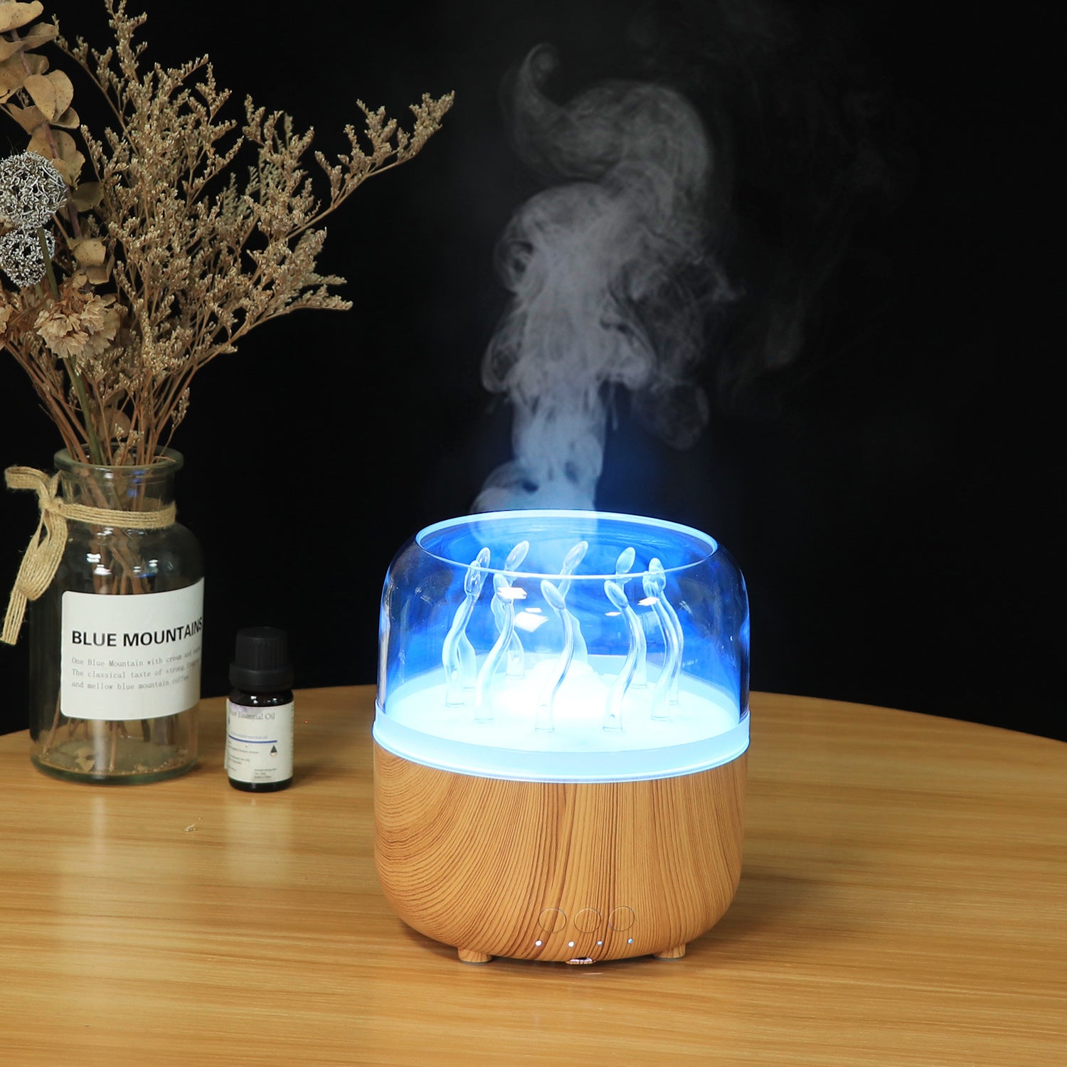 Wood Grain Rotating Dynamic Spray Jellyfish Ambience Light