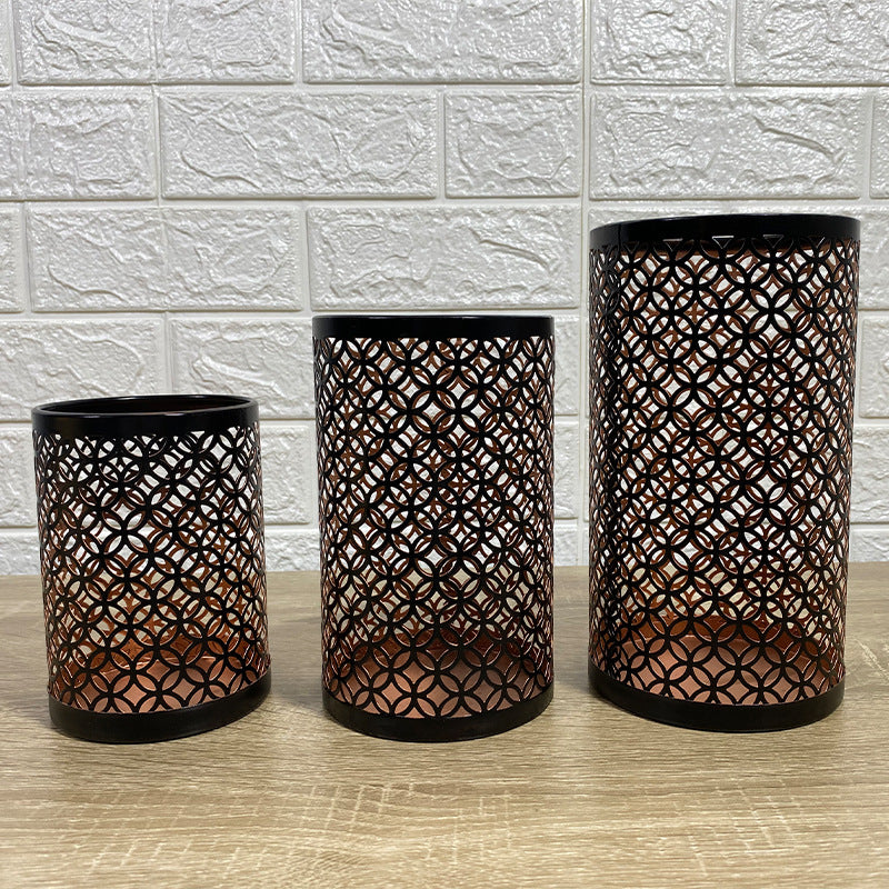 Wrought Iron Candlestick Three-piece Crafts Ornament Decoration Living Room Bedroom