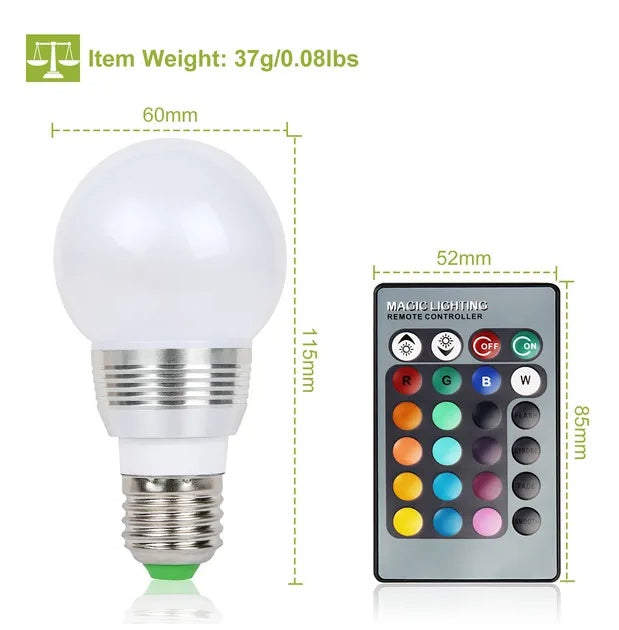 16 Colors Change LED Bulbs E27 3W RGB Dimmable Mood