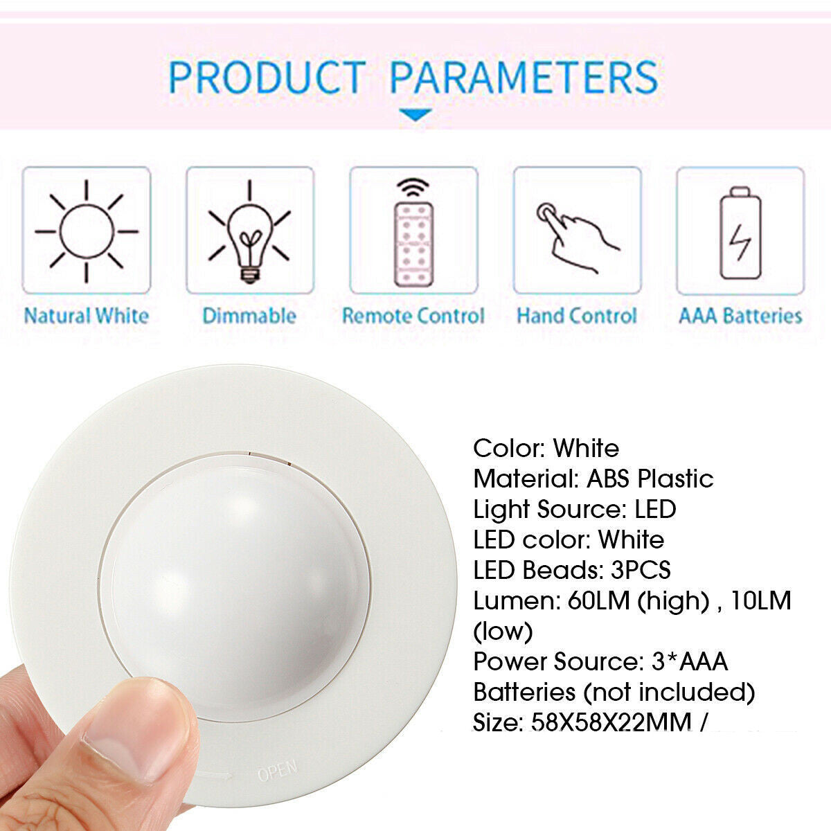 LED Creative Dimming Timing Cabinet Wireless Remote Control Light