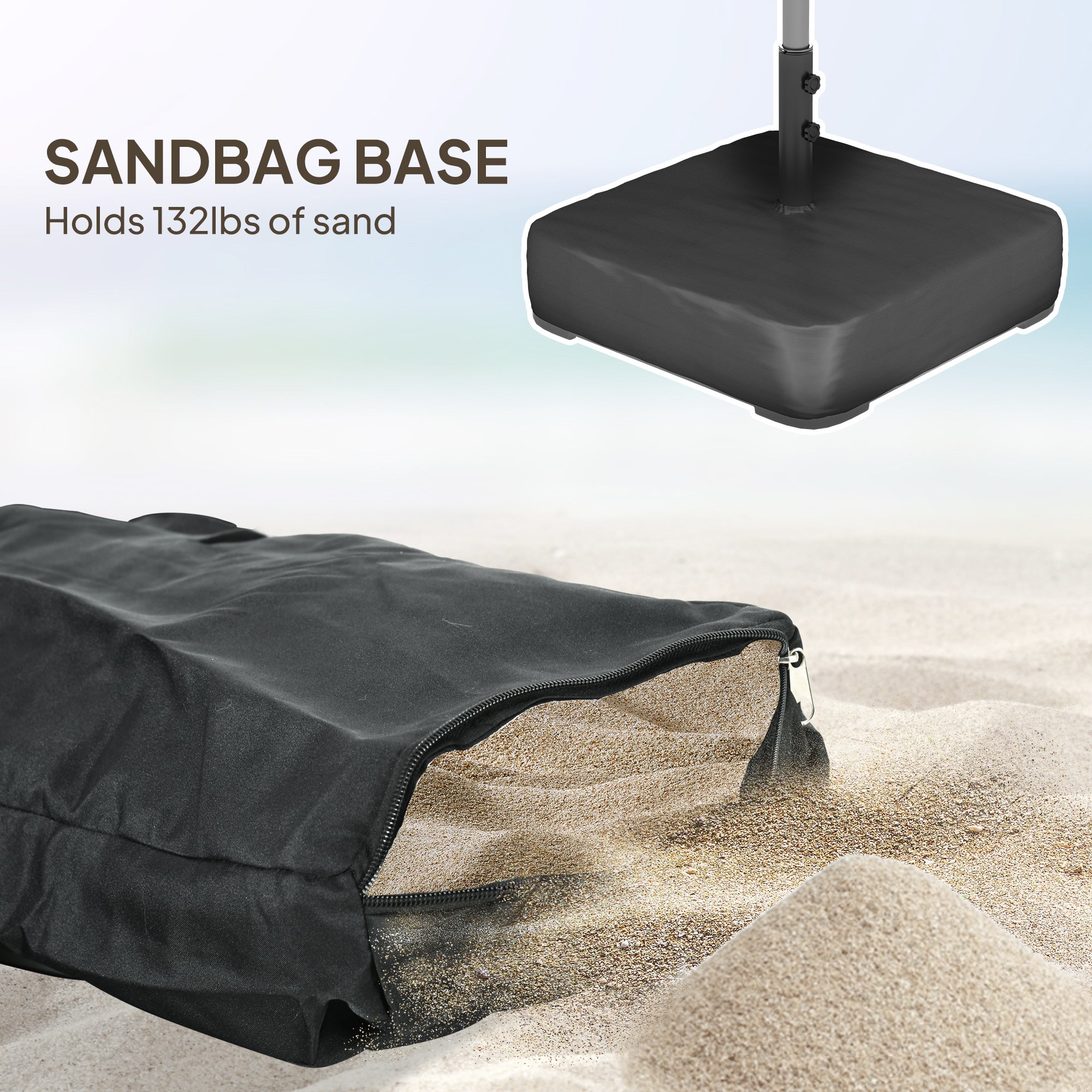 Double-sided Outdoor Patio Umbrella with Solar Lights and Base, Dining Table Umbrella Push Button Tilt, Coffee