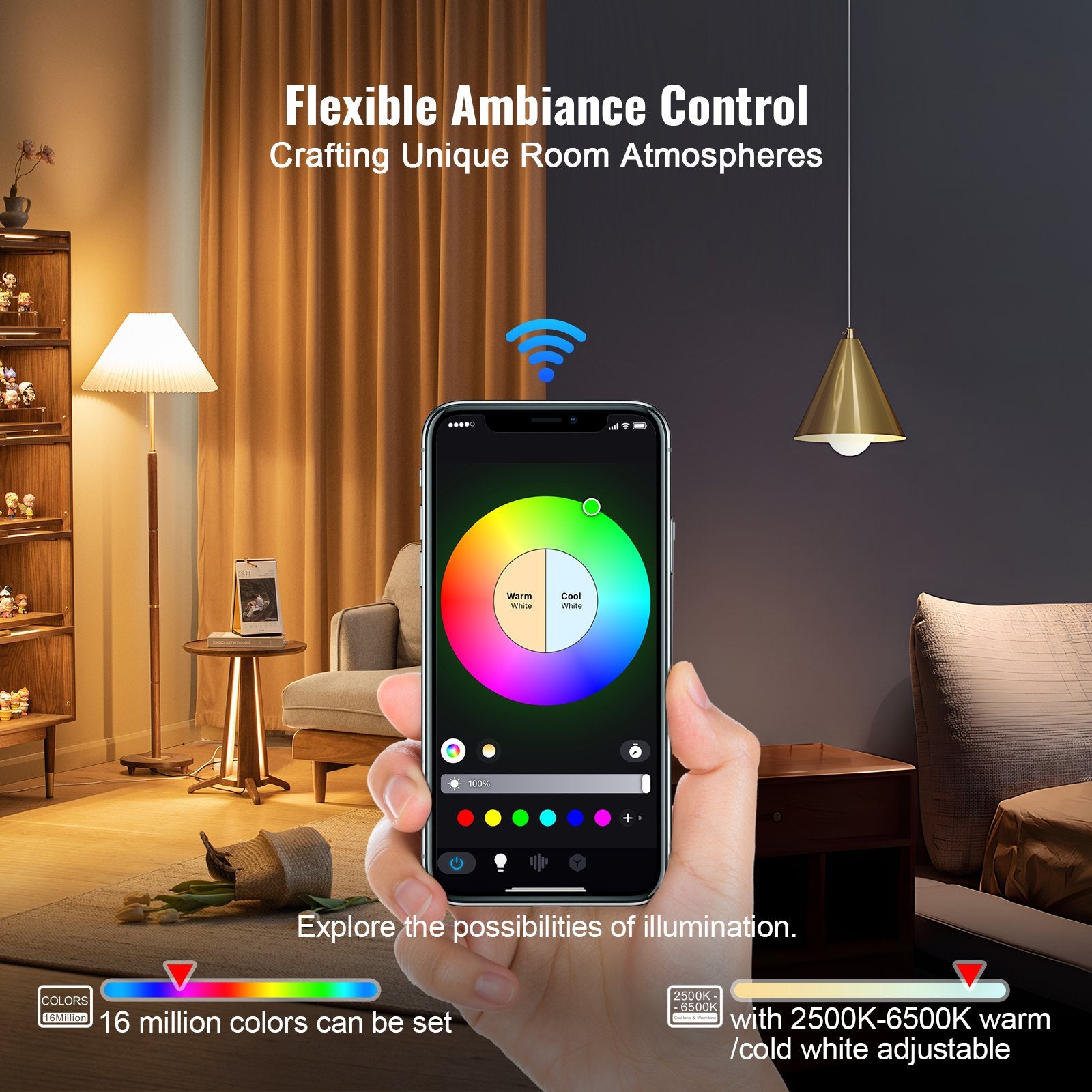 VEVOR Smart LED Light Bulbs, 4-Pack, 9W Multicolor LED Bulbs, 800 Lumens With Smart Control Compatibility For Vera, Google Assistant, Amazon Alexa, IOS, Android, RGB Color Changing