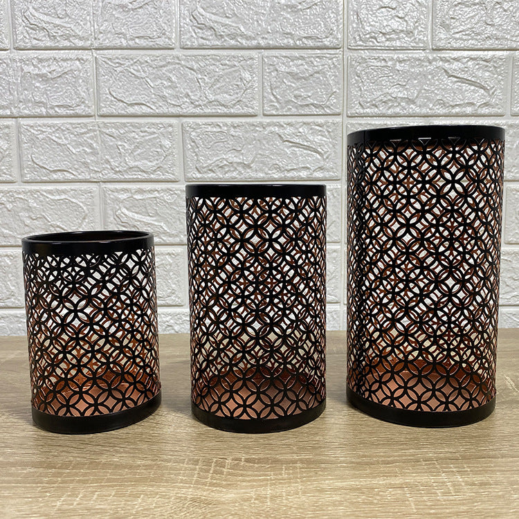 Wrought Iron Candlestick Three-piece Crafts Ornament Decoration Living Room Bedroom