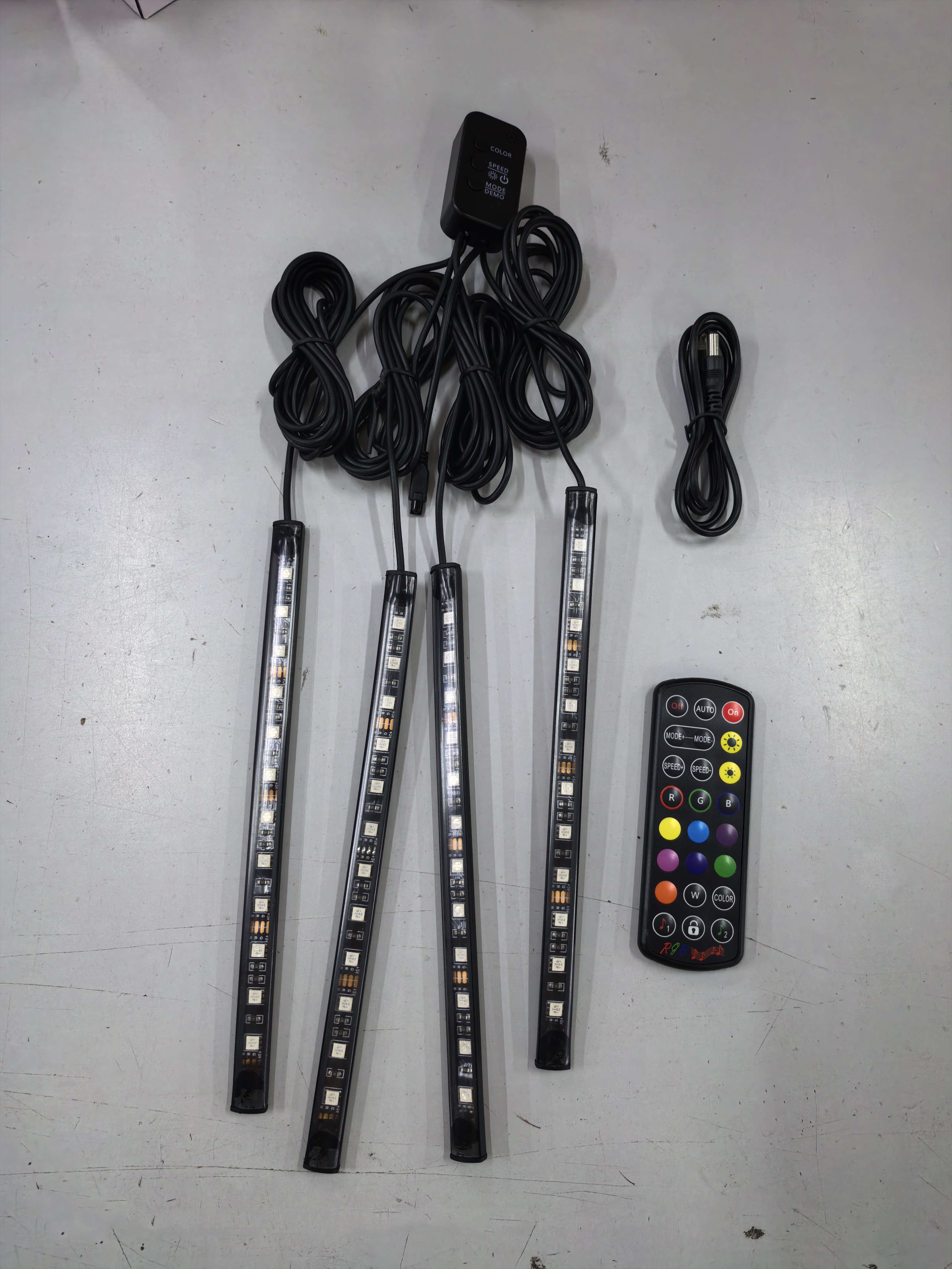 Car sole atmosphere lamp 5VUSB12V car charging atmosphere lamp one for four music sound control interior lights