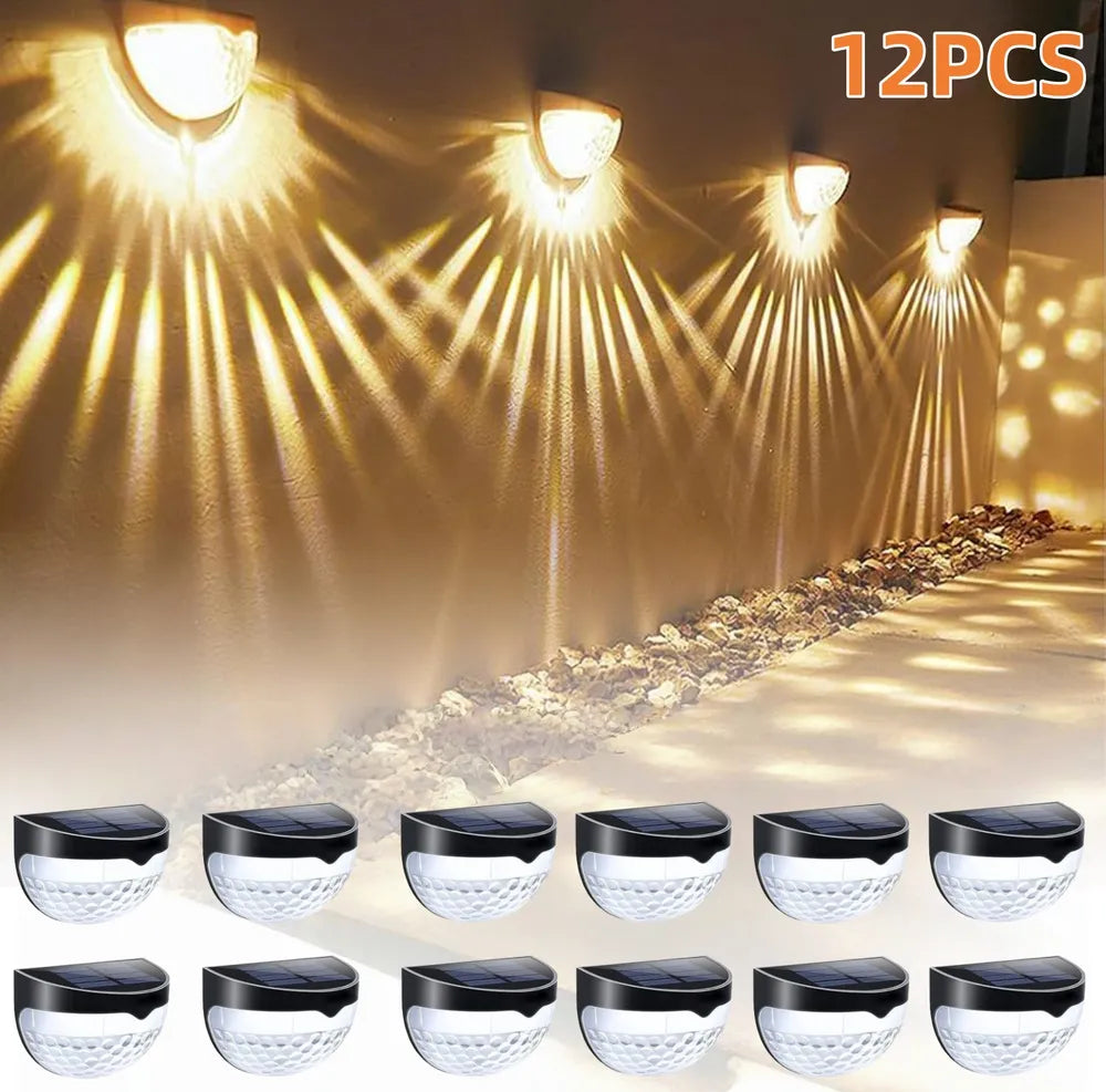 12/6 Solar Fence Lights, Solar Platform Lights, Solar Wall Lights, Rechargeable Solar Cells, Suitable For Front Porches, Security Lights, Wall Installation, Terraces, Fences, Garages, Decoration