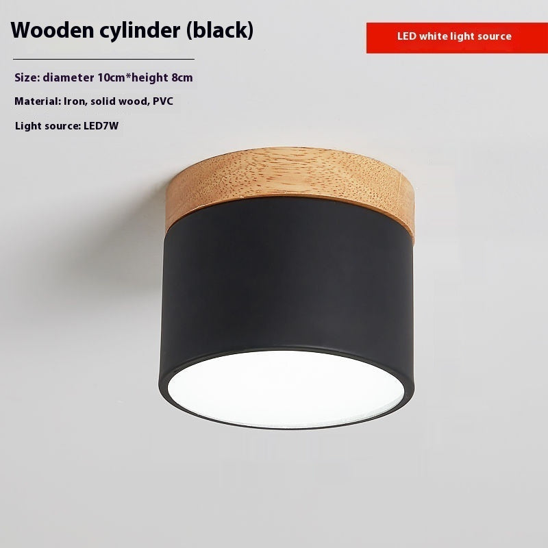 Simple Hallway Balcony Macaron Solid Wood Lamp