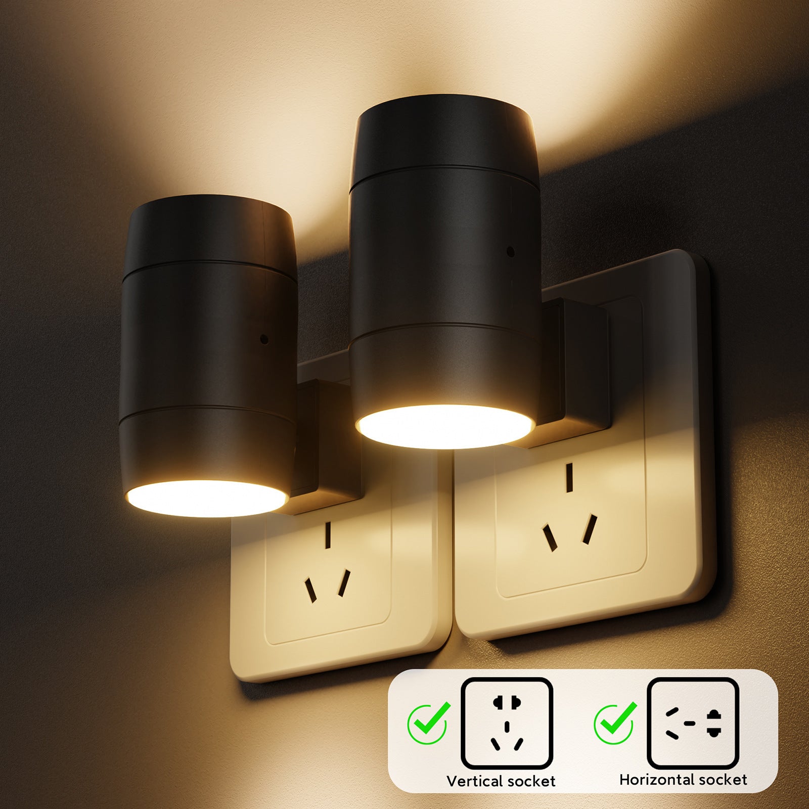 Direct Plug Brightness Adjustable Rotatable Light Small Induction Night Lamp