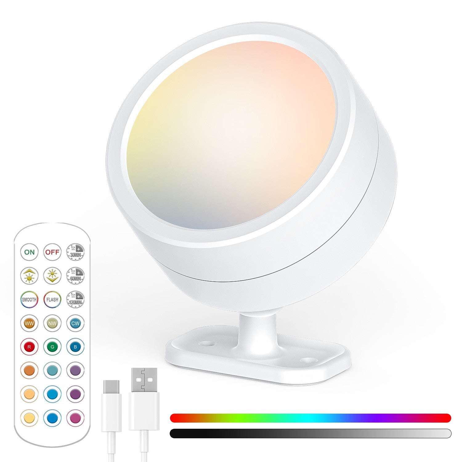Home Ornaments Lighting Round Rotatable Bedside Wall Lamp