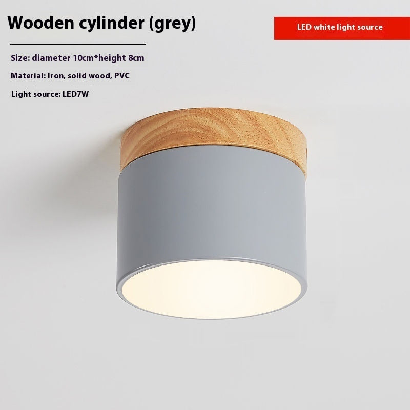 Simple Hallway Balcony Macaron Solid Wood Lamp