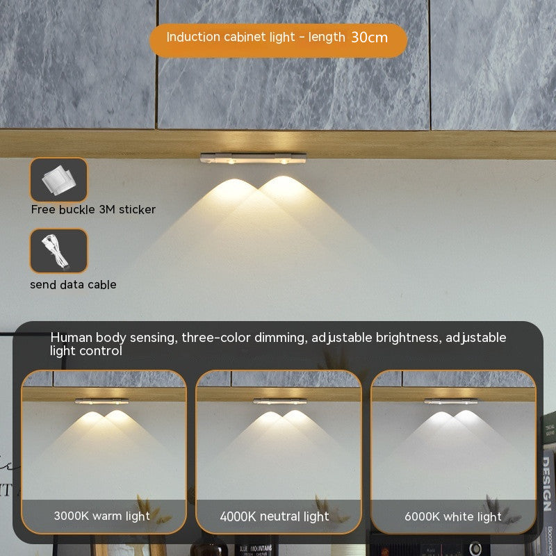 Ultra-thin Human Body Induction Smart Cat's Eye Hill Rechargeable Self-adhesive Wardrobe Light Belt